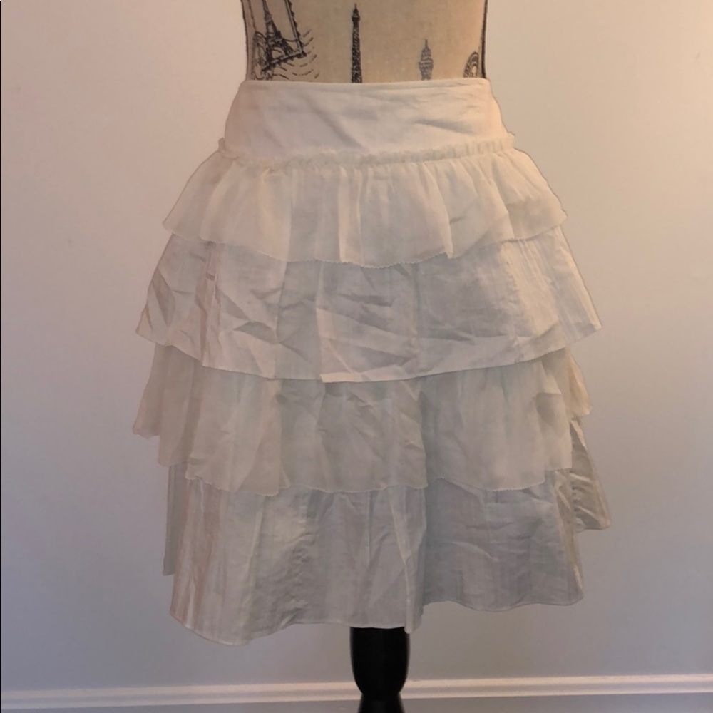 JCrew light blue cotton + silk tiered skirt Size 8